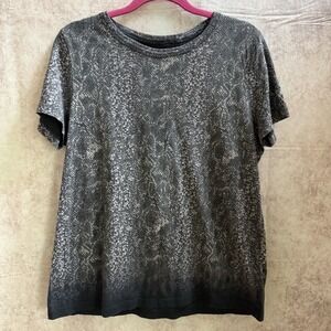 AllSaints Women's Short Sleeve Tshirt Fadeout Black‎ Python Print Size L